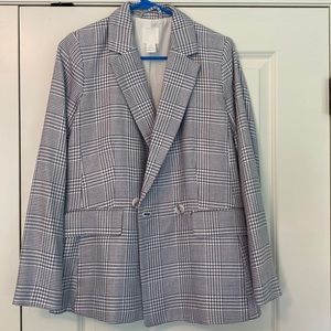 NWOT H&M navy + white oversized blazer